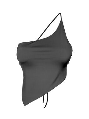 Asymmetric One-Shoulder Black Women's Tank Top